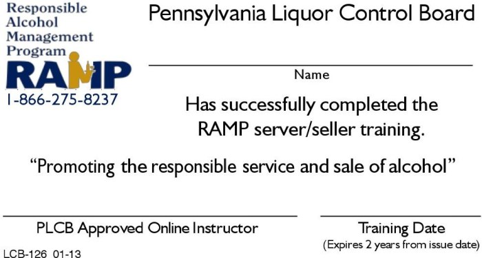 Ramp certification training pennsylvania server seller servers hired bartenders required august state after