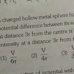 A hollow metal sphere has a potential of