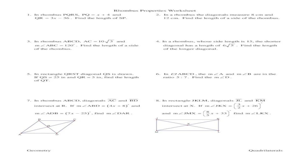 Rhombi and squares puzzle answer key