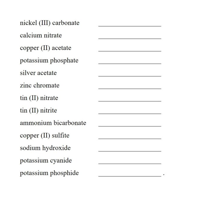 Nomenclature worksheet 3 ionic compounds containing polyatomic ions